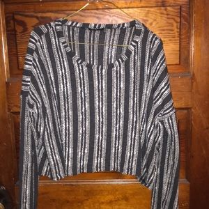 Grey striped cropped sweater